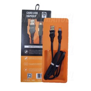 Cabo de Dados USB V8 com LED - 2.4A - 1 Metro BA-CBO9941